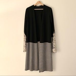 Reborn J Cardigan Embroidered Sleeves Open Front Small